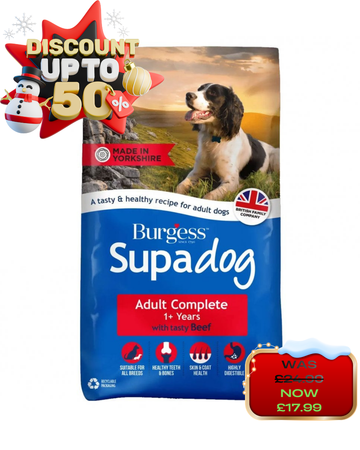 ***CHRISTMAS OFFER*** Burgess Supadog Adult - Rich in British Beef, Dry Dog Food (12.5kg)