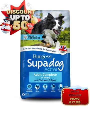 ***CHRISTMAS OFFER*** Burgess Supadog Active - Rich in British Chicken & Beef, Dry Dog Food (12.5kg)